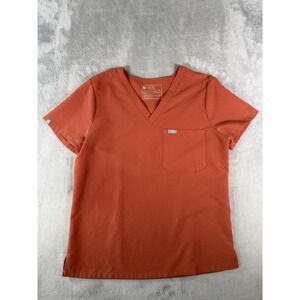 Figs Scrub Top Womens Medium Orange Catarina One Pocket Short Sleeve Health Care